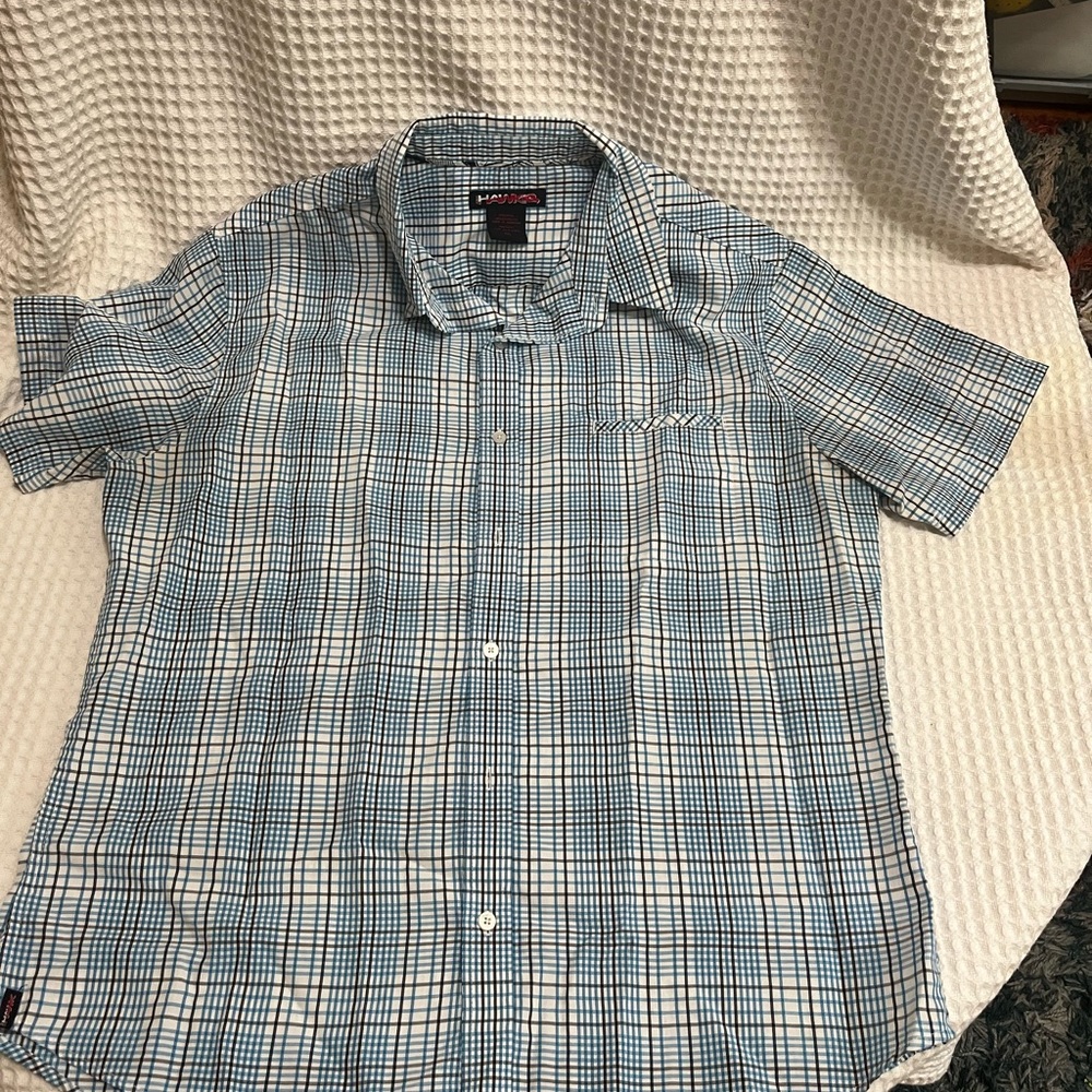 Tony Hawk Young Men's Blue Plaid Shirt Sleeve Shirt